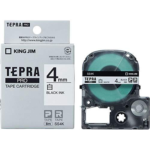 King Jim Tepla PRO Tape Cartridge 4mm White Label/Black Text Length 8m SS4K