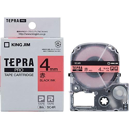King Jim Tepla PRO Tape Cartridge Color Label (Pastel) 4mm Red Label/Black Text Length 8m SC4R