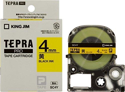King Jim Tepla PRO Tape Cartridge Color Label (Pastel) 4mm Yellow Label/Black Text Length 8m SC4Y