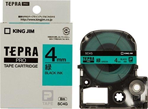King Jim Tepla PRO Tape Cartridge Color Label (Pastel) 4mm Green Label/Black Text Length 8m SC4G