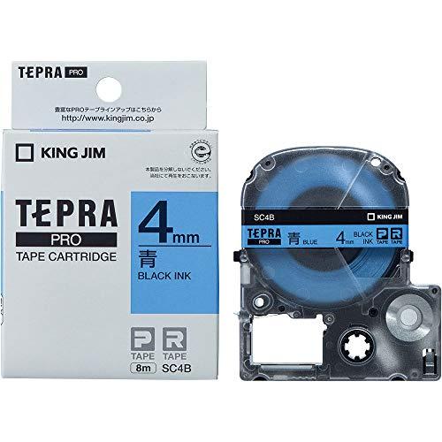 King Jim Tepla PRO Tape Cartridge Color Label (Pastel) 4mm Blue Label/Black Text Length 8m SC4B