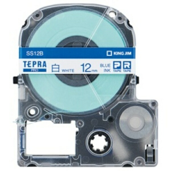 King Jim Tepla PRO Tape Cartridge 12mm White Label/Blue Text Length 8m SS12B