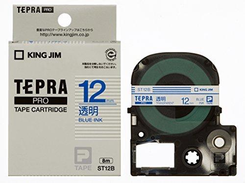 King Jim Tepla PRO Tape Cartridge 12mm Transparent Label/Blue Text Length 8m ST12B