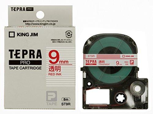 King Jim Tepla PRO Tape Cartridge 9mm Transparent Label/Red Text Length 8m ST9R
