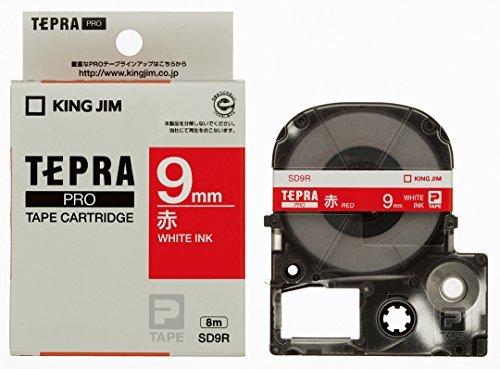 Kingjim Tepla PRO Tape Cartridge Color Label (Vivid) 9mm Red Label/White Text Length 8m SD9R