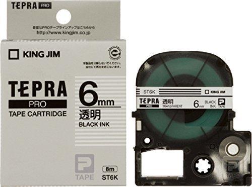 King Jim Tepla PRO Tape Cartridge 6mm Transparent Label/Black Text Length 8m ST6K