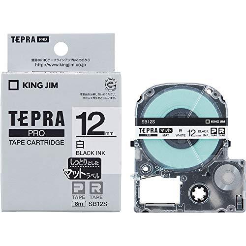 King Jim Tepla PRO Tape Cartridge Matte Label 12mm White/Black Text 8m SB12S