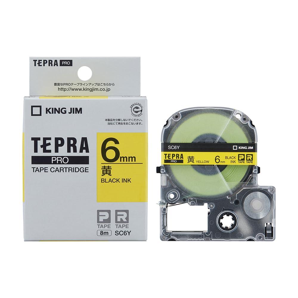 King Jim Tape Cartridge Tepla PRO 6mm SC6Y Yellow/Black Text