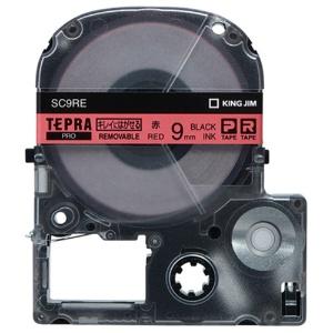 King Jim Tepla PRO Tape Cartridge Clean-Peel Label Tape 9mm Red Label/Black Text Length: 8m SC9RE