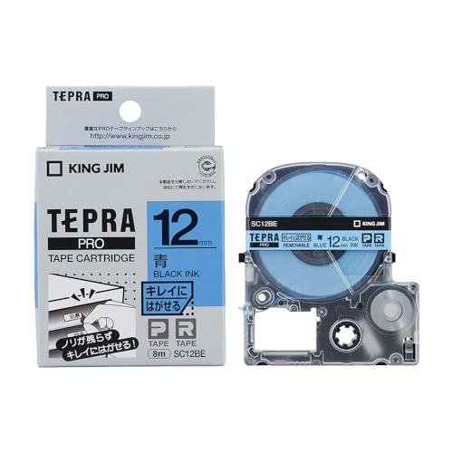 King Jim Tepla PRO Tape Cartridge Clean-Peel Labels 12mm Blue Label/Black Text Length 8m SC12BE