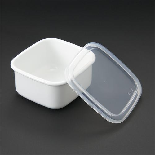 Nodahoro Enamel Storage Container, Heat-Resistant, Square, S Size, with Seal Lid, See-Through, White Series, Made in Japan WS-S