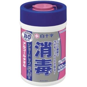 白十字 酒精湿巾 80vol% 速效超级瓶装 100片 指定医药部外品