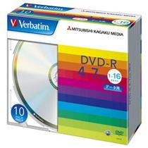 Mitsubishi Chemical Media Verbatim DVD-R 4.7GB Single-Write 1x-16x Speed 5mm Case 10-Pack Silver Disc DHR47J10V1