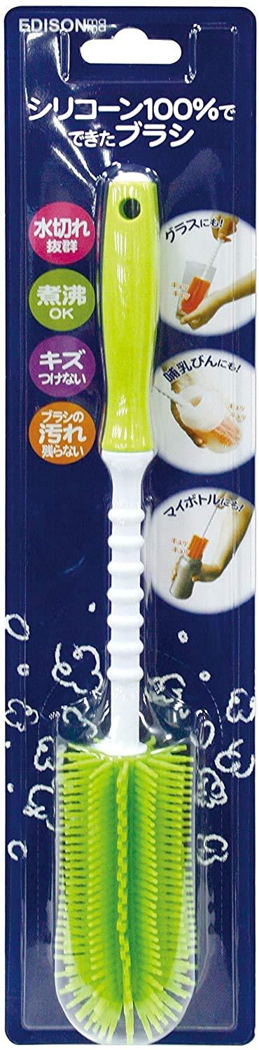 EDISONmama Silicone Brush Green Durable 100% Silicone Baby Bottle Cleaning Dishwasher Safe Bleach Safe