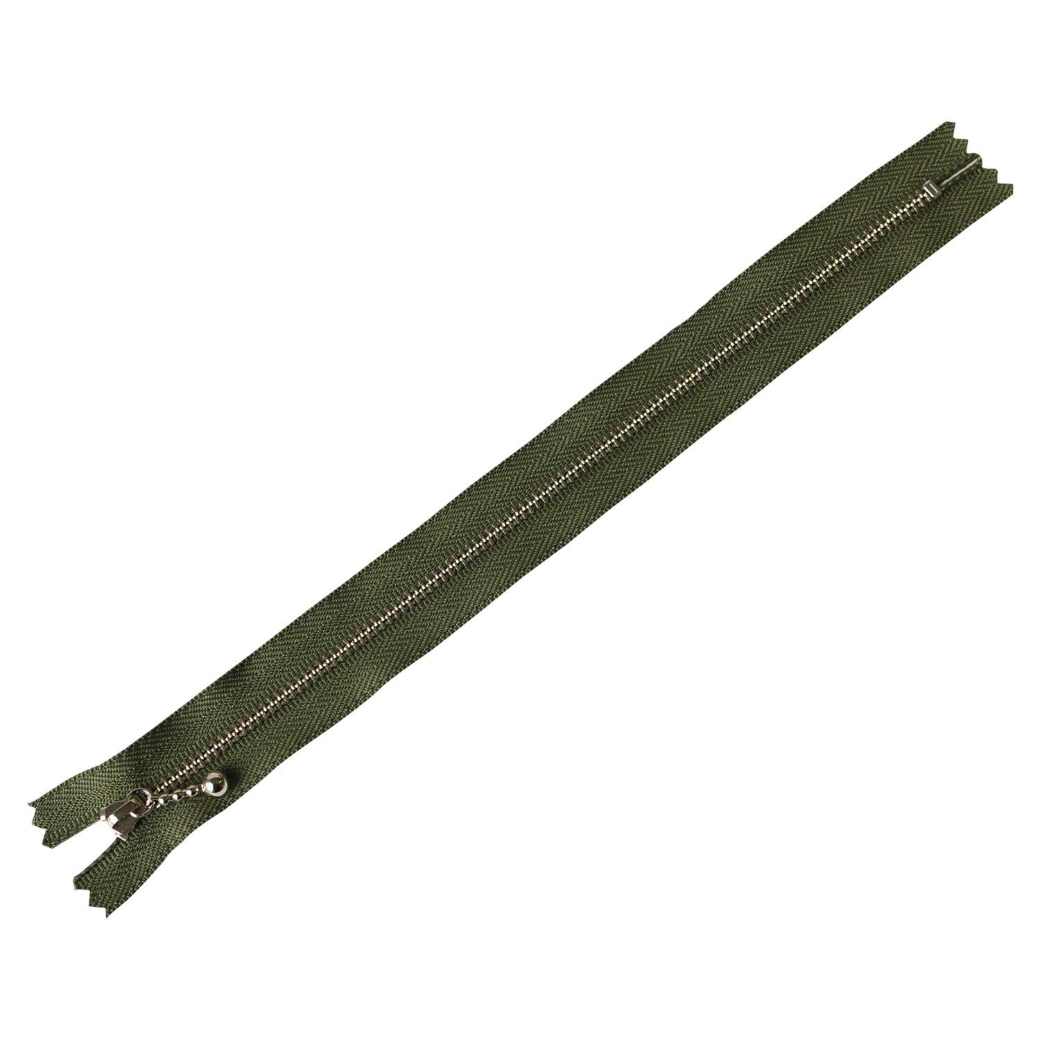 Y.K.K. Beaded Fastener Silver Moss Green 25cm 10 Pieces Same Color 3N25-566