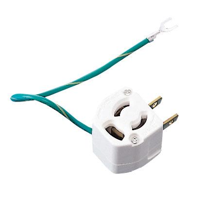 AC125V/15A 3P→2P Conversion Adapter (with Ground)