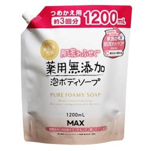 Max Medicated Additive-Free Foaming Body Soap for Preventing Rough Skin Large Capacity Refill 1200ml 1 Bottle