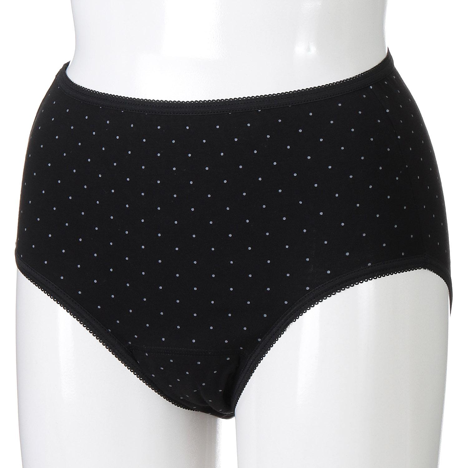 [Atugi] Shefree Sanitary Shorts for Heavy Flow Days - Dot Print - Cotton Blend - Compatible with Winged Pads - 87432AS・QS - Women's - Black
