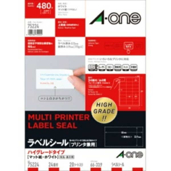 A-One Label Sheets High-Grade Type 24-Sheet Pack 20 Sheets 75224