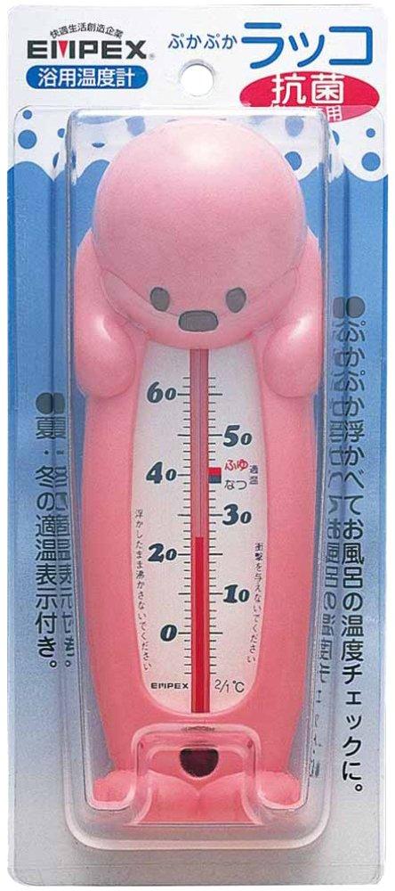 Enpex Weather Station Thermometer Floating Sea Otter Bath Thermometer Made in Japan Pink TG-5203