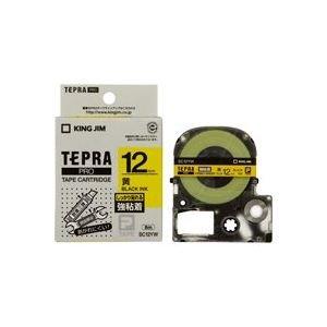 Kingjim Tepla PRO Tape Cartridge, Strong Adhesive, 12mm, Yellow Label/Black Text, Length 8m SC12YW