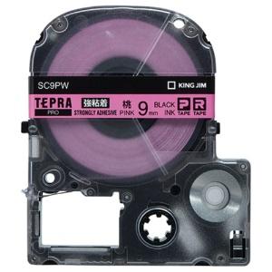 King Jim Tepla PRO Tape Cartridge Strong Adhesive 9mm Pink Label/Black Text Length 8m SC9PW
