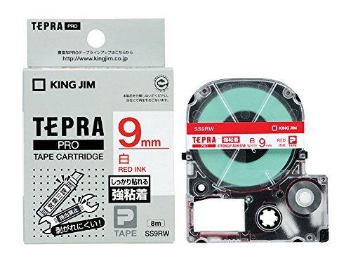 King Jim Tepla PRO Tape Cartridge Strong Adhesive 9mm White Label/Red Text Length 8m SS9RW
