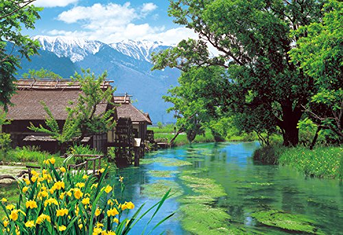 EPOCH 300-Piece Jigsaw Puzzle: Japanese Scenery - Azumino Watermill, Nagano (26×38cm) 25-143 Includes Glue, Spatula, and Point Card