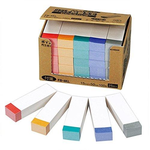 Nichiban Point Memo Sticky Notes 15×50mm 100 sheets × 25 pads FB-4KL Assorted Colors