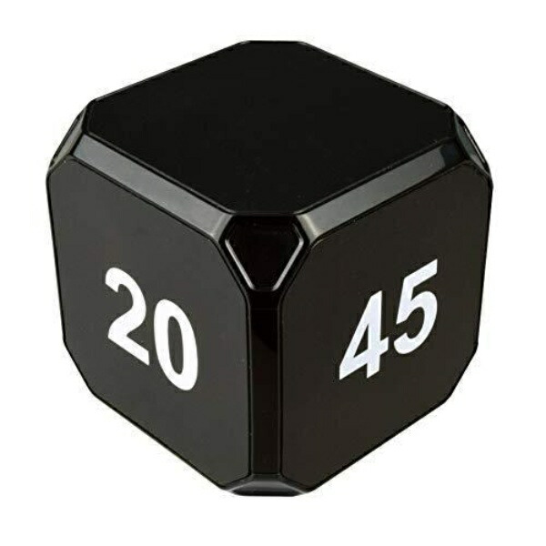 TimeCube Plus Preset Timer with 4 LED Lights and Alarm for Time Management with Countdown Settings (Black - 2 min, 10 min, 20 min, 45 min)