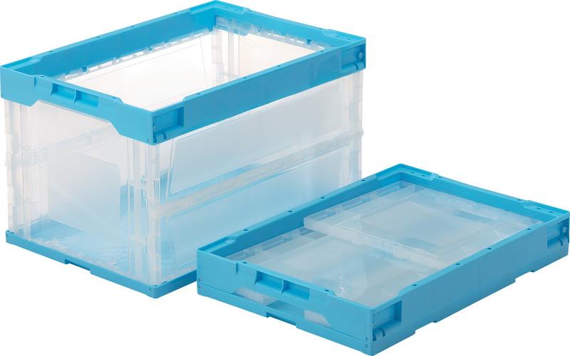530x366x325mm／51.9L Folding Container (Transparent/Blue)