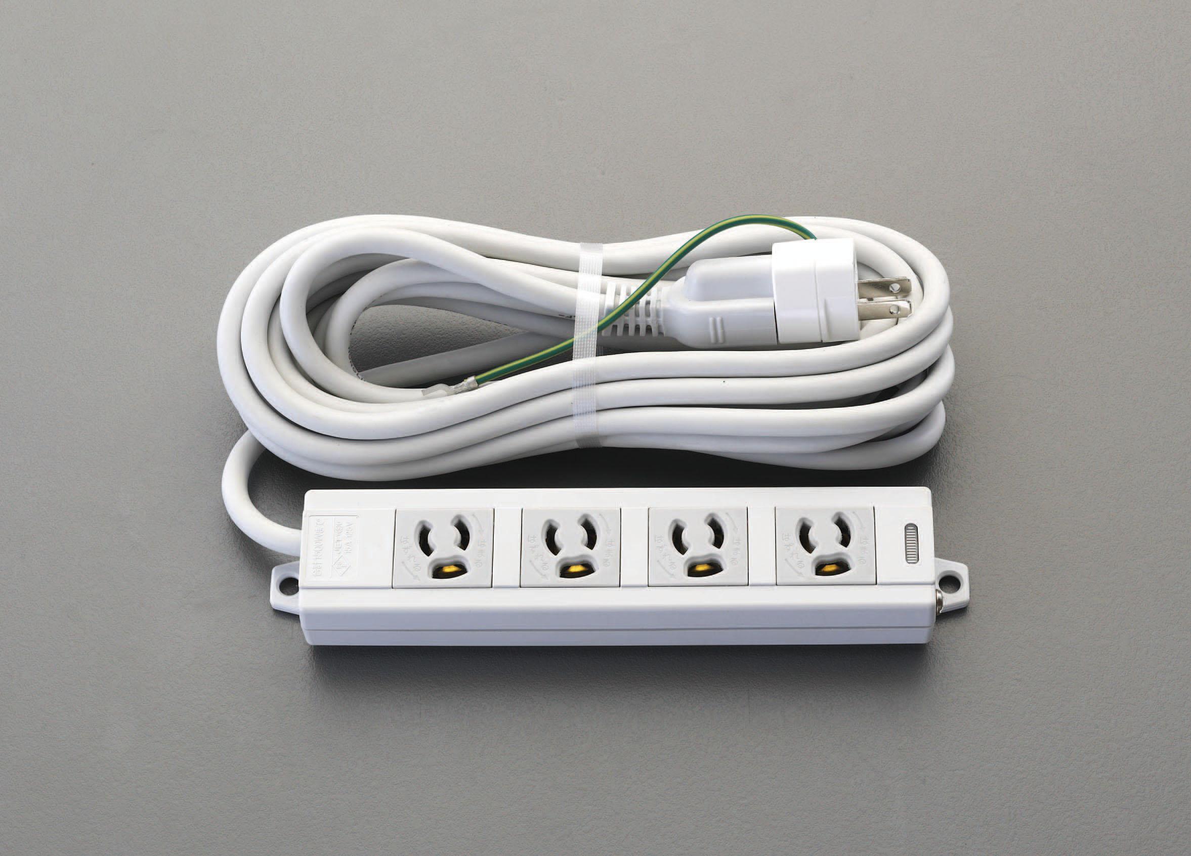AC125V/15A x 5m Tap (4 outlets, magnet included)