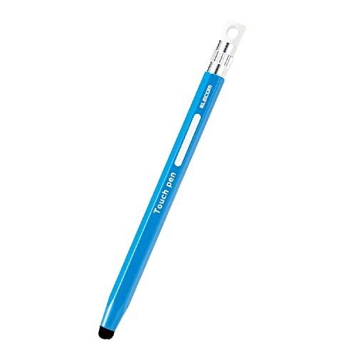 ELECOM Touch Pen Hexagonal Pencil-Shaped for Kids with Strap Hole, Ultra-Sensitive Type (Compatible with Smartphones/Tablets) Replaceable Pen Tip, Blue P-TPENCEBU