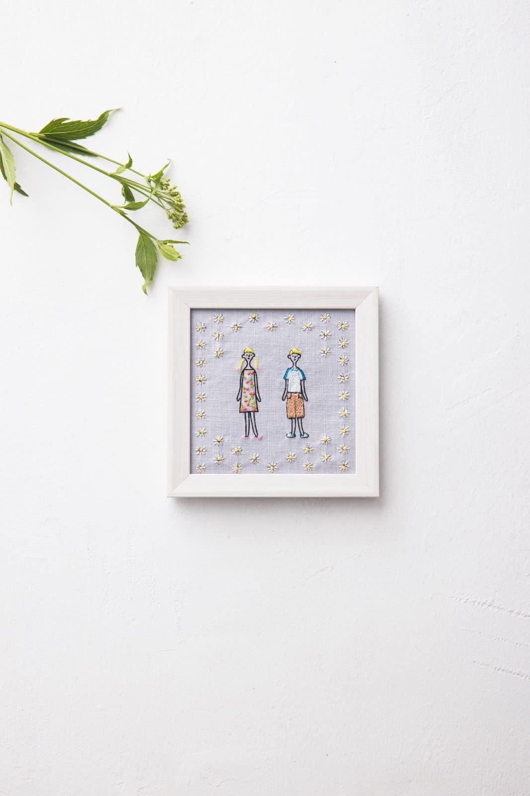 LECIEN Embroidery Kit COSMO 100 Neesan Small Frame (Friendly) No.542112 Smoky Blue 11.7cm × 11.7cm