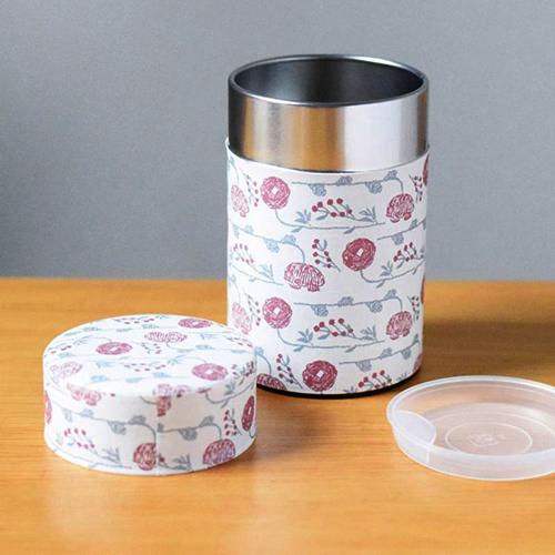 Seito-sha Tea Canister with Wildflower Embroidery