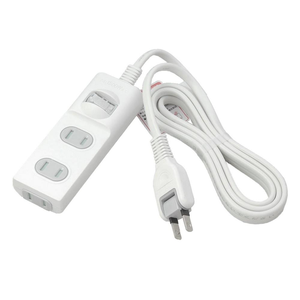 ELPA Door-Type Tap Outlet Extension Cord Safety 3-Outlet 1m 125V 15A Central Switch WBS-T3010B(W)
