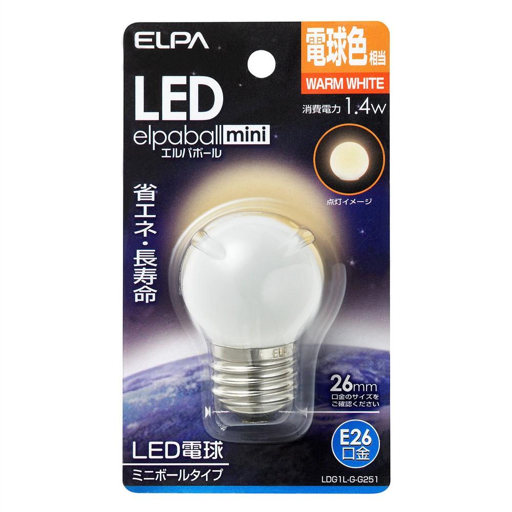 ELPA LED Bulb G40 Type LED Bulb Lighting E26 100V 1.4W Warm White Indoor Use LDG1L-G-G251