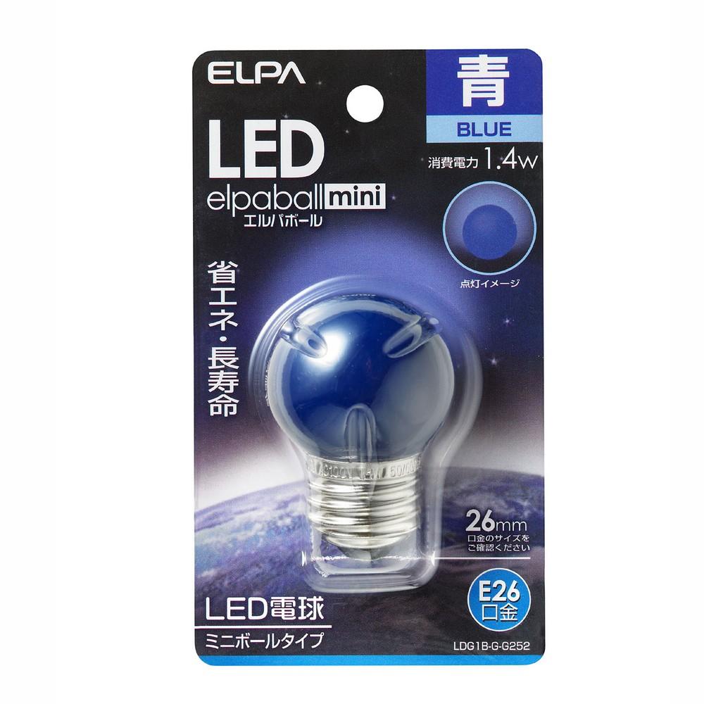 ELPA LED Bulb G40 Type LED Bulb Lighting E26 100V 1.4W Blue Indoor Use LDG1B-G-G252