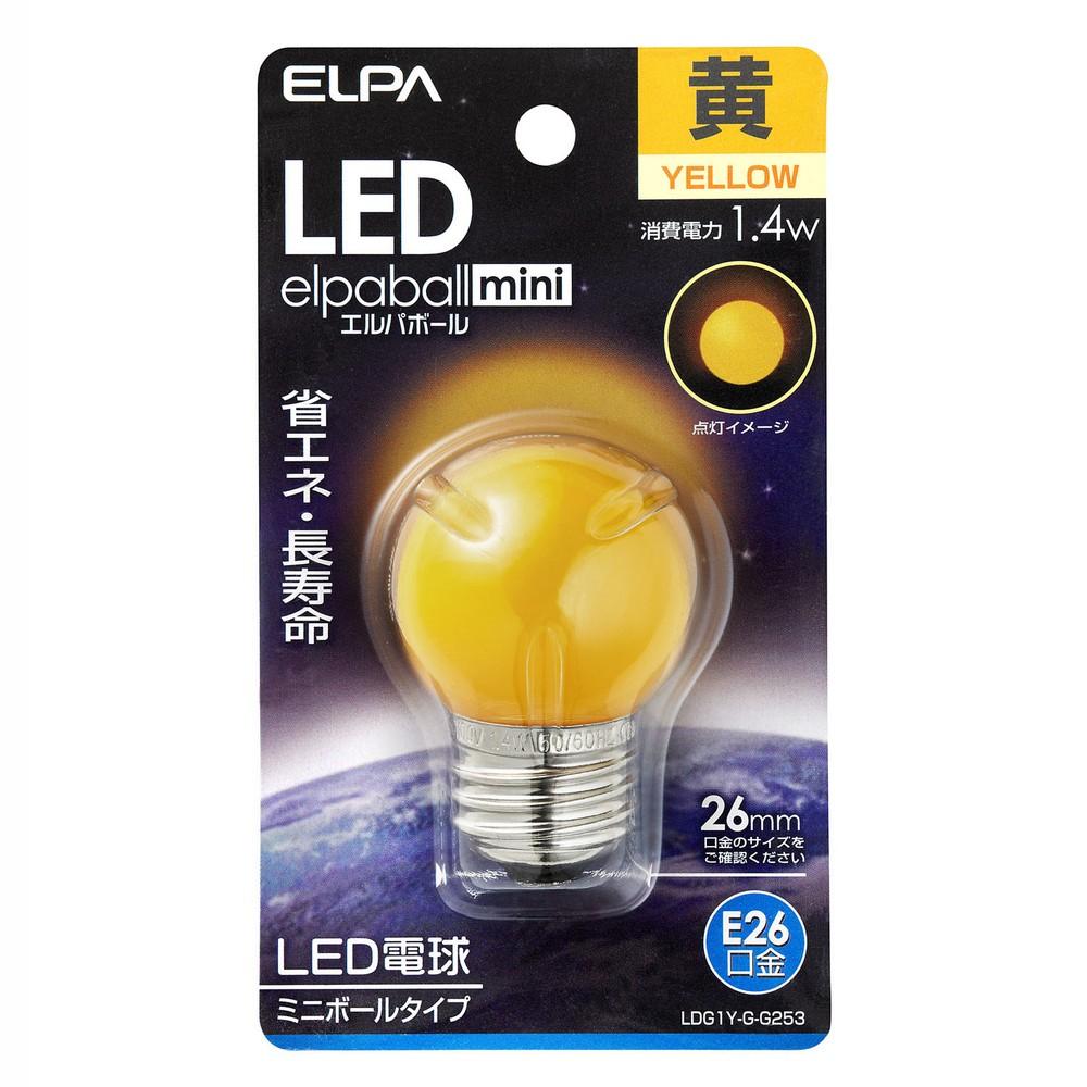 ELPA LED Bulb G40 Type LED Bulb Lighting E26 100V 1.4W Yellow Indoor Use LDG1Y-G-G253