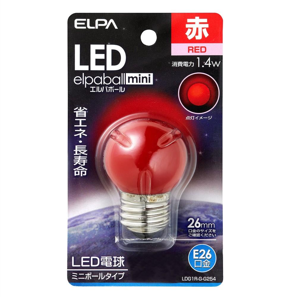 ELPA LED Bulb G40 Type LED Bulb Lighting E26 1.4W Red Indoor Use LDG1R-G-G254