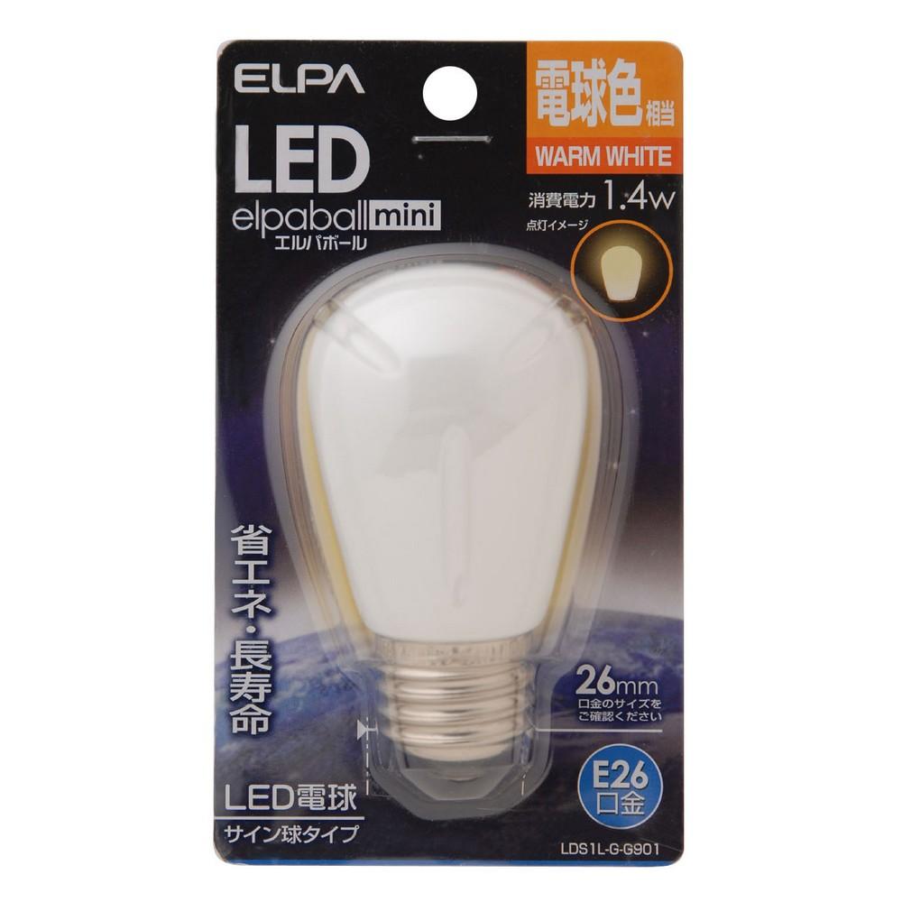 ELPA LED Bulb Sign Light LED Bulb Lighting E26 1.4W 55lm Warm White LDS1L-G-G901