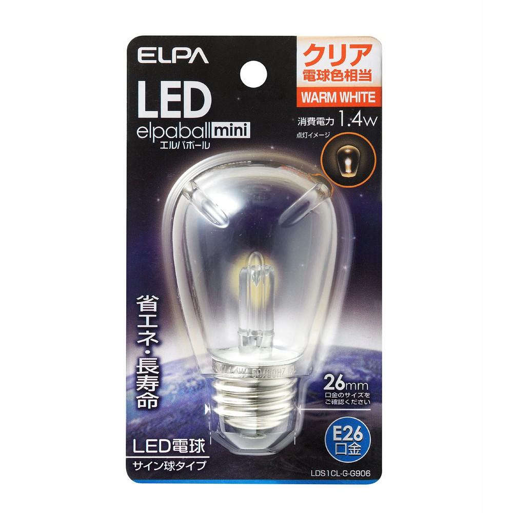 ELPA LED Bulb Sign Shape LED Bulb Lighting E26 1.4W Warm White Indoor Use LDS1CL-G-G906