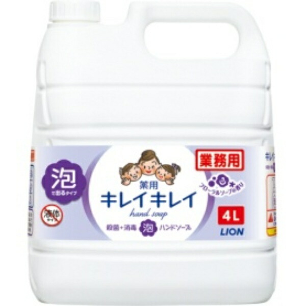 Lion Kirei Kirei Medicated Foaming Hand Soap Floral Soap Scent Commercial Use 4L 1 Unit