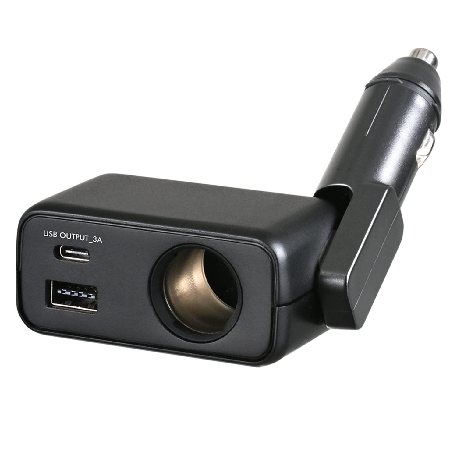 SEIWA Car Accessories Cigarette Lighter Socket Splitter Adapter Fit Direct Socket A+C F337 Direct Insertion Type Anti-Disconnection DC×1+USB/A+C (15W)