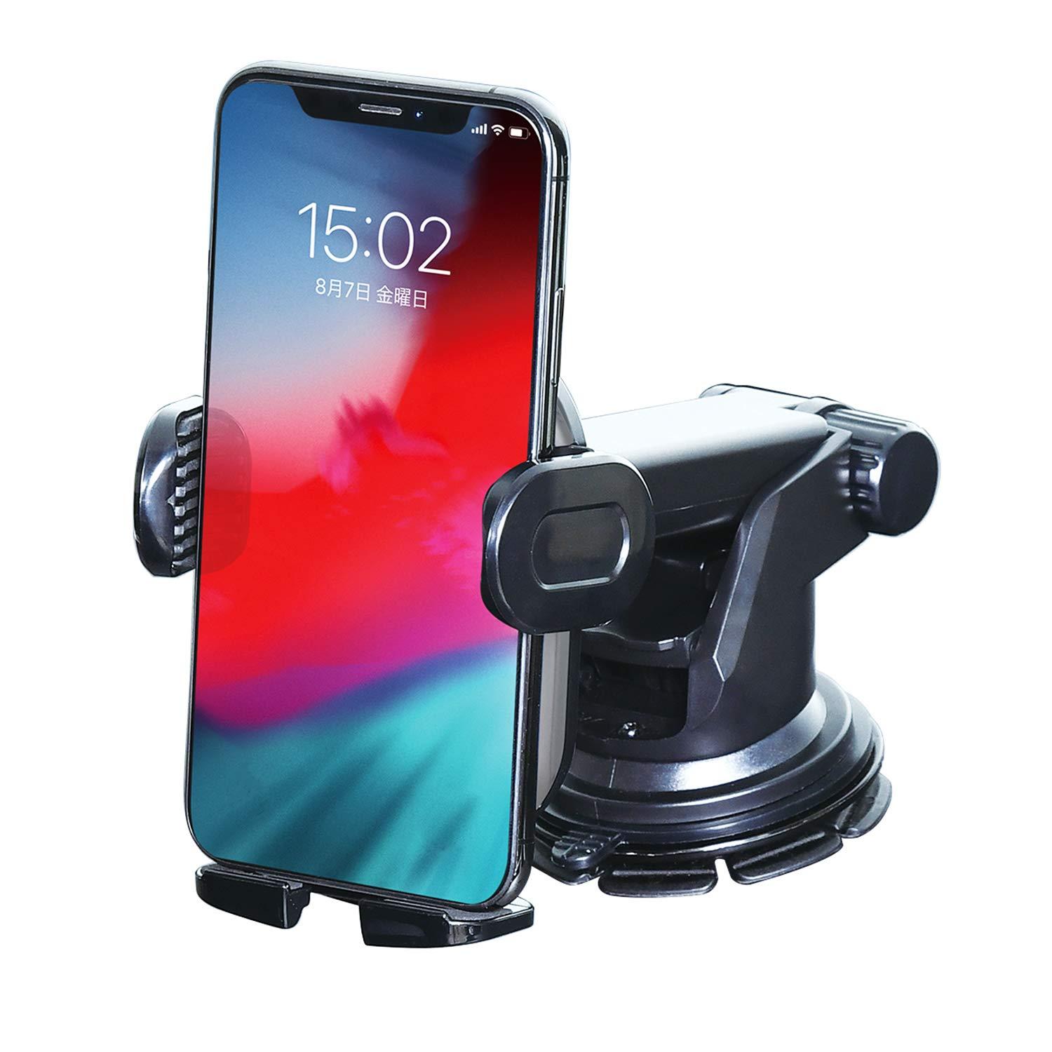 SEIWA Car Accessories Smartphone Holder Easy One-Motion Placement Smartphone Holder Includes Suction Cup Stand Suction Cup WA66 Dashboard Mount Compatible with Flip Cases Extendable Arm