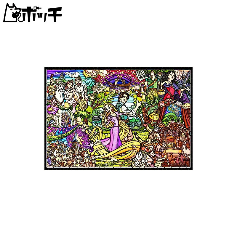 Tenyo 1000-Piece Pure White Jigsaw Puzzle Disney Tangled Story Stained Glass (51x73.5cm) DP-1000-036 Includes Service Card