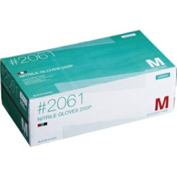 Kawanishi Kogyo GLOVE MANIA Nitrile Disposable Gloves Powder-Free Green 250 Sheets M #2061GR-M