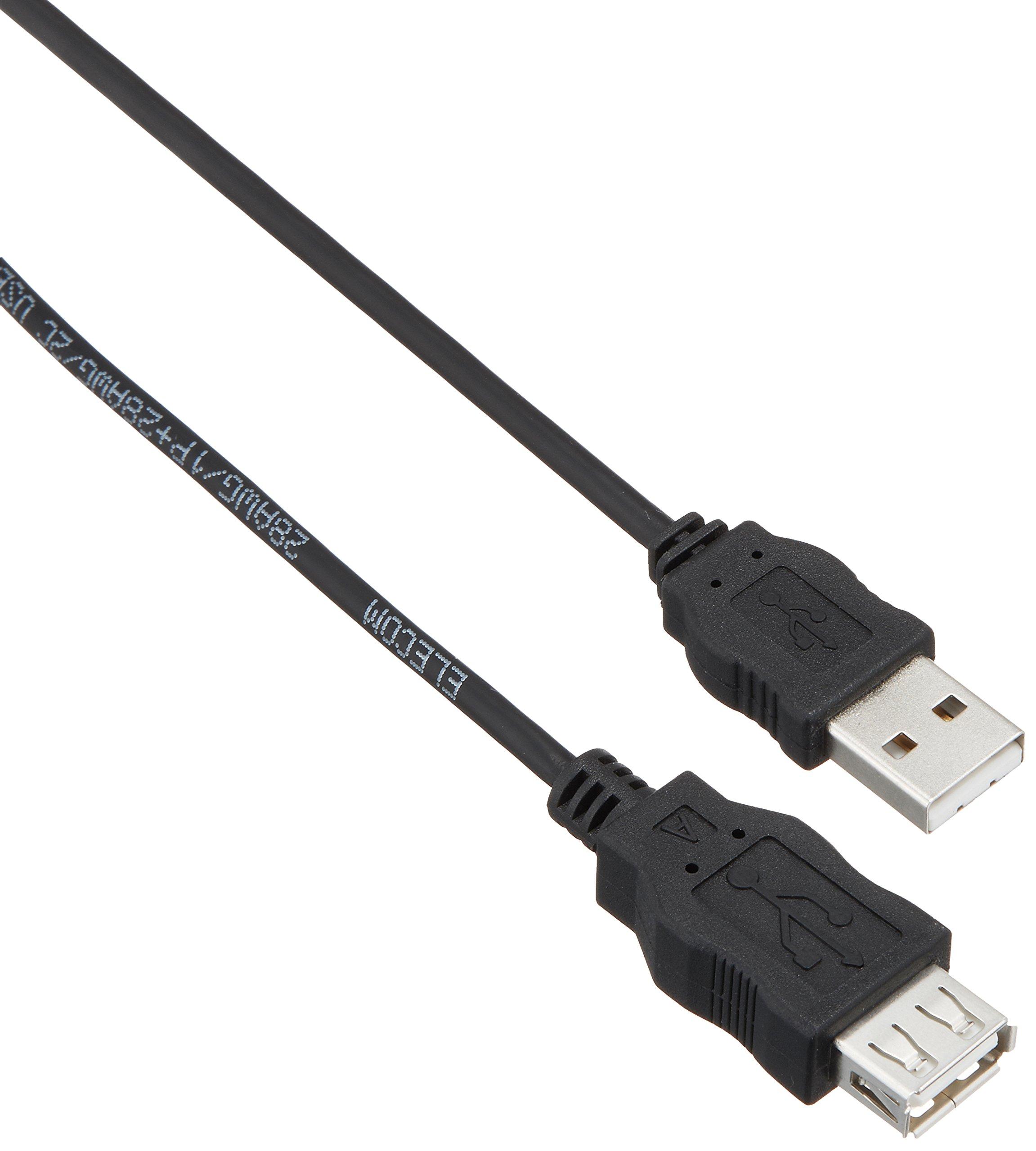 ELECOM USB Cable Extension USB 2.0 (USB Type-A Male to USB Type-A Female) RoHS Compliant 1.5m Black USB-ECOEA15