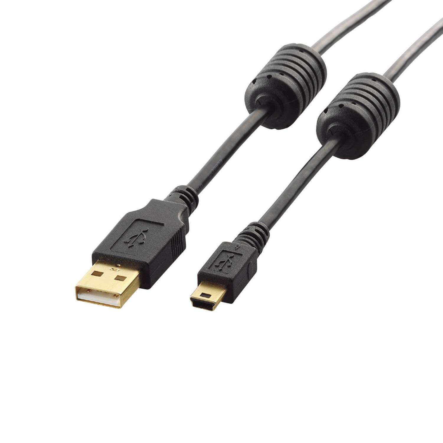 ELECOM USB Cable  USB 2.0 (USB Type-A Male to miniB Male) with Ferrite Core 0.5m Black U2C-MF05BK
