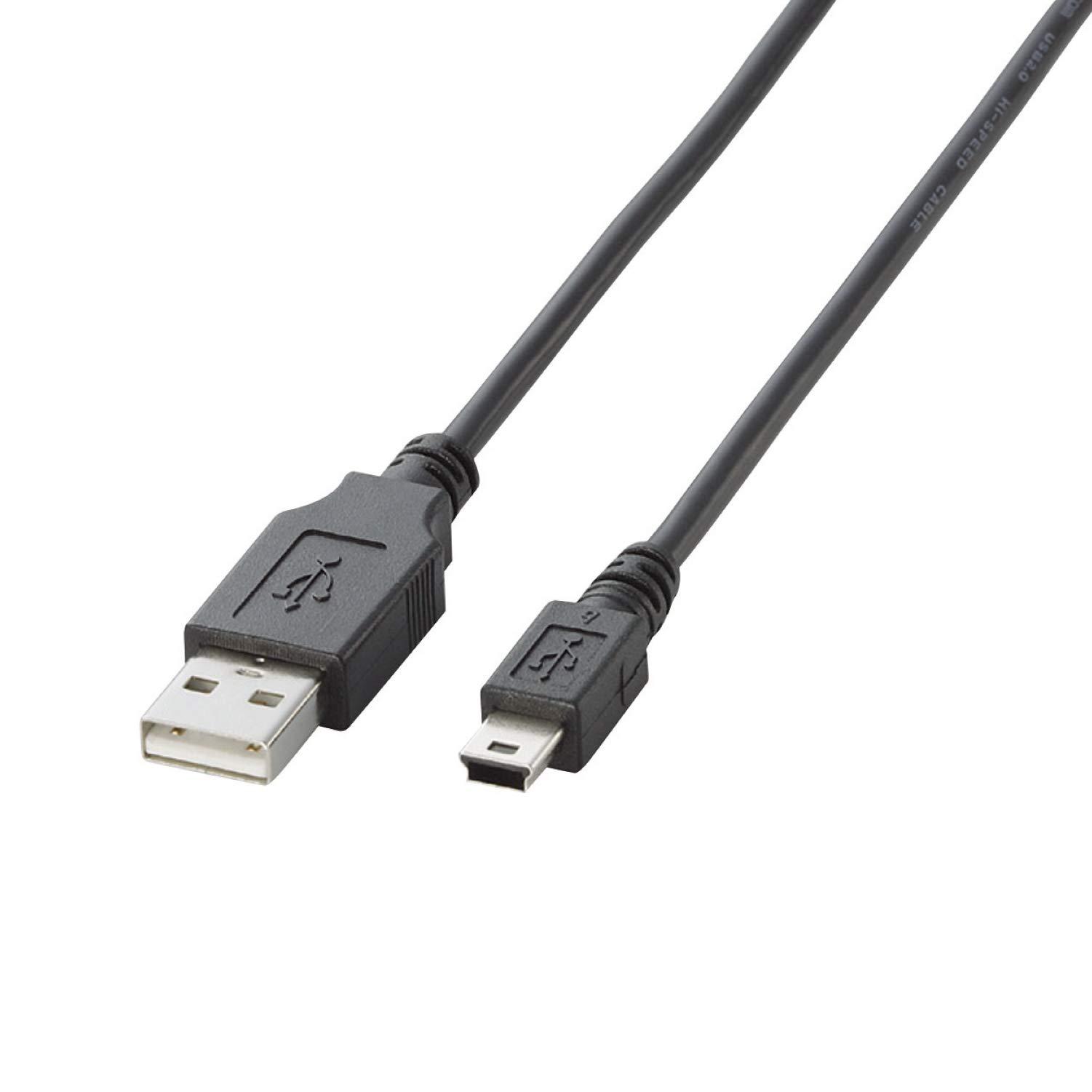 ELECOM USB Cable  USB 2.0 (USB Type-A Male to miniB Male) Standard 1m Black U2C-M10BK